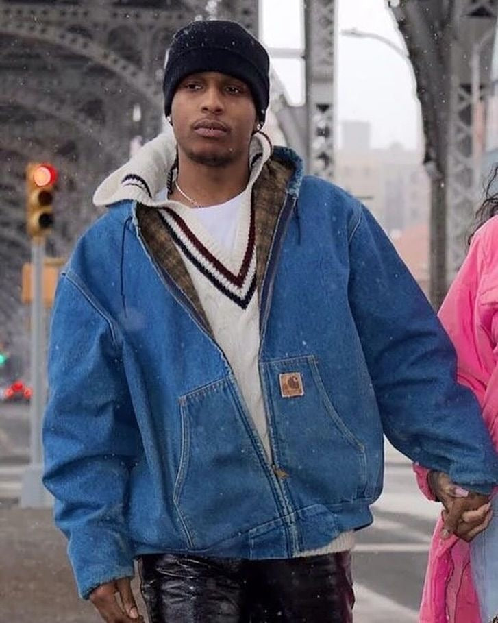 Vintage Carhartt  Denim Hooded Blanket Lined Jacket ASAP ROCKY