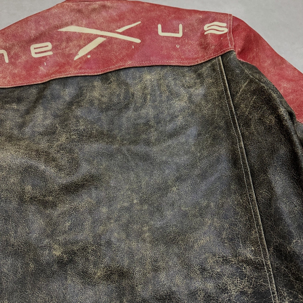 Vtg RACING LEATHER JACKET SIZE :M