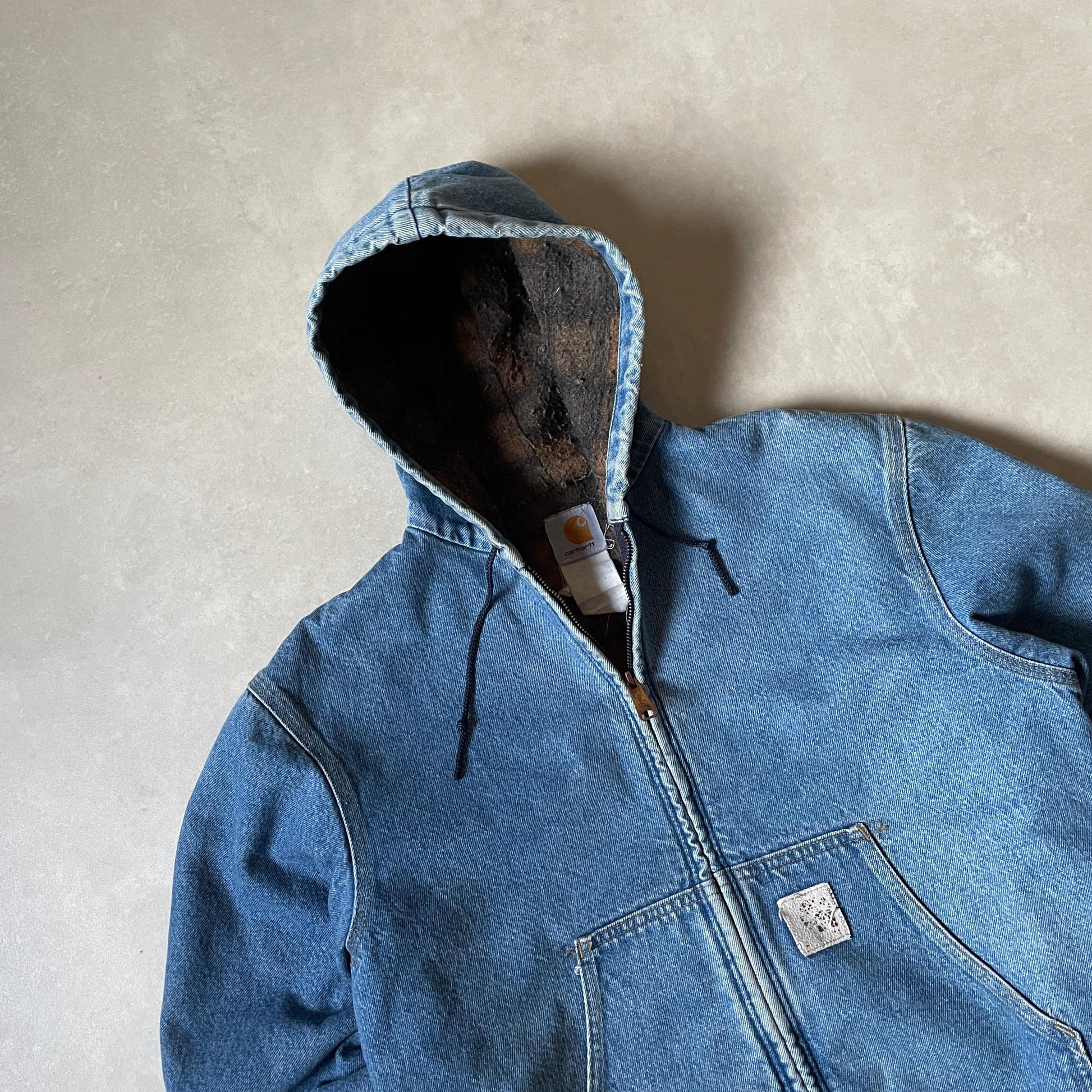 Vintage Carhartt  Denim Hooded Blanket Lined Jacket ASAP ROCKY