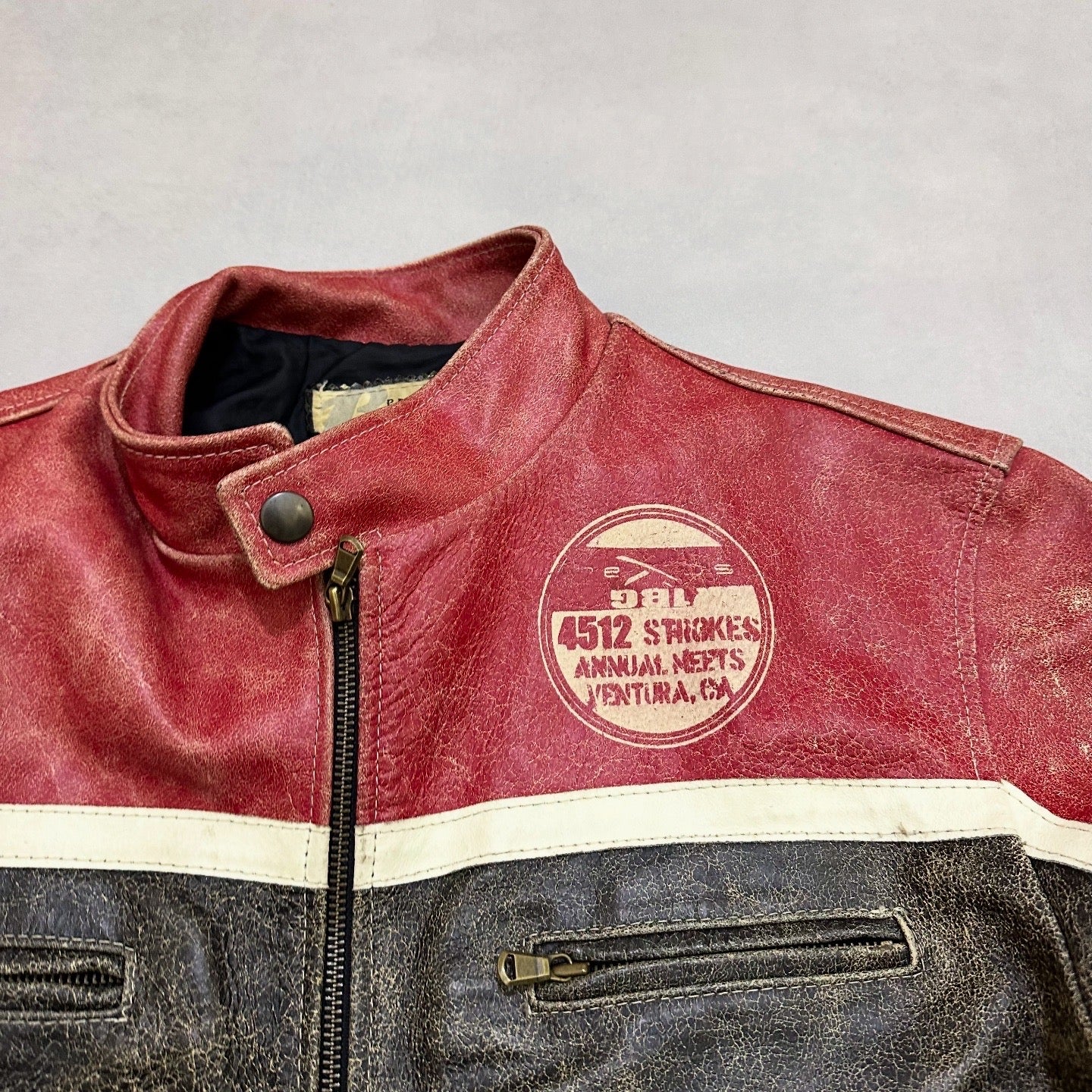 Vtg RACING LEATHER JACKET SIZE :M