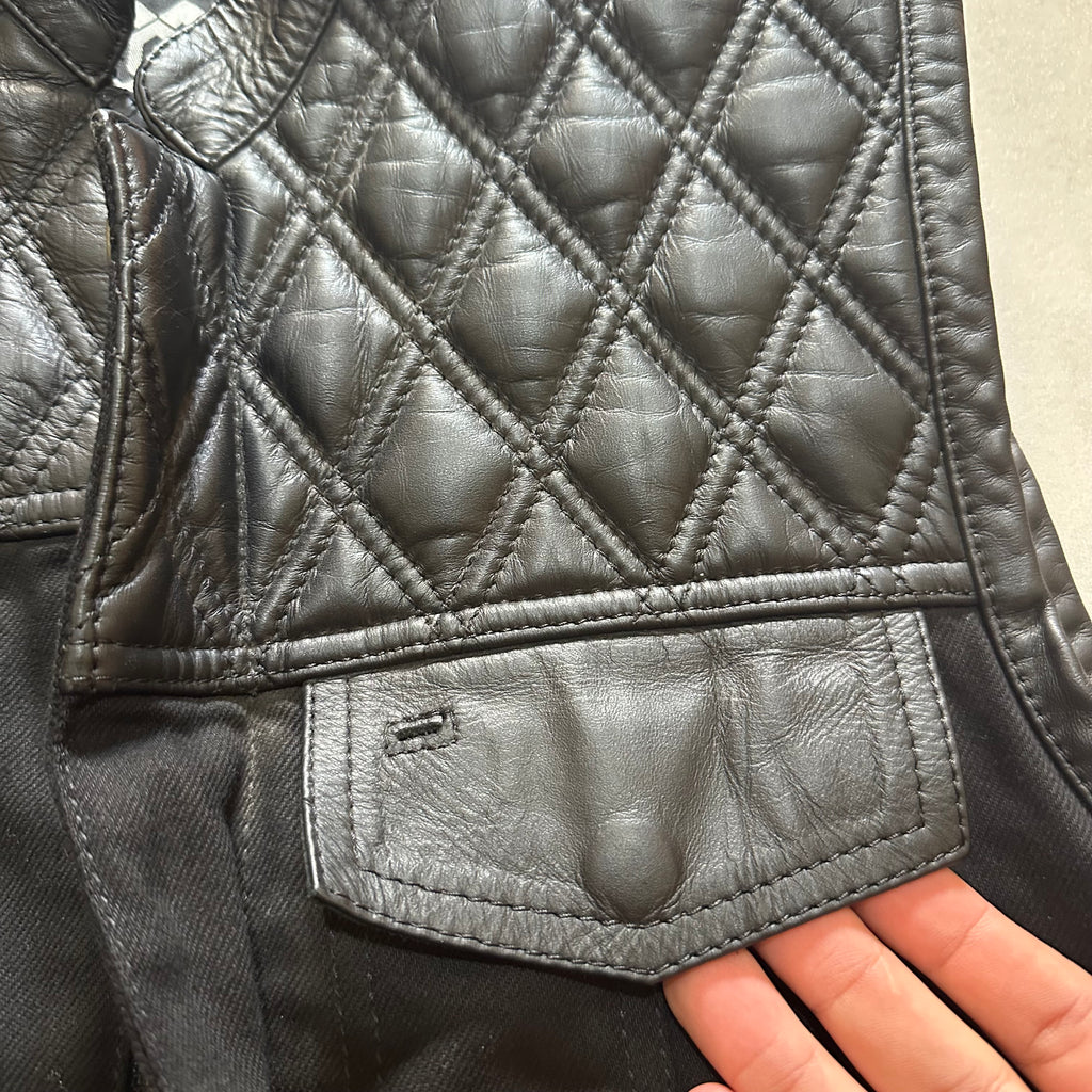 Sons of Anarchy Black Denim & Leather Vest Gilet Waistcoat Diamond