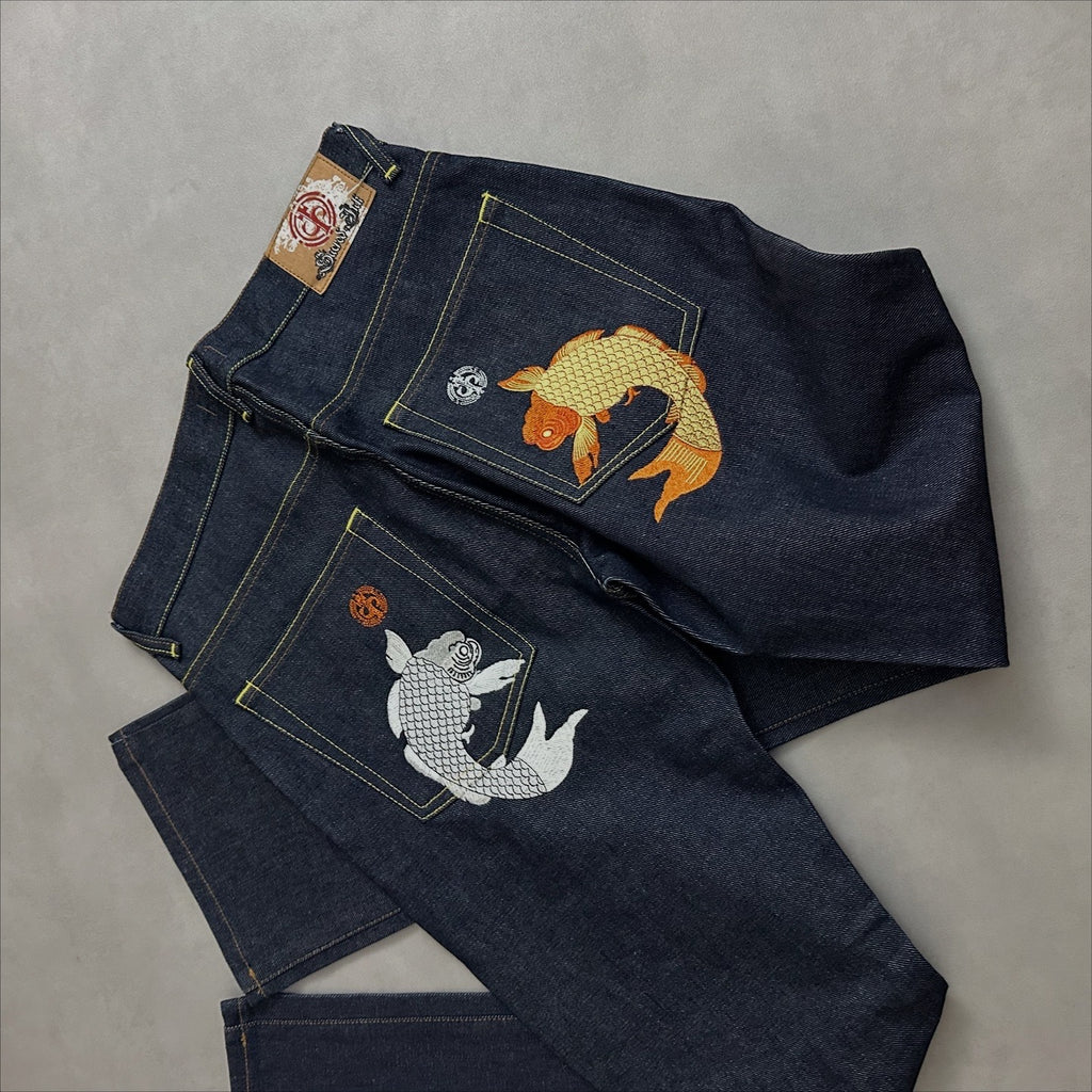 VTG koi fish denim pants