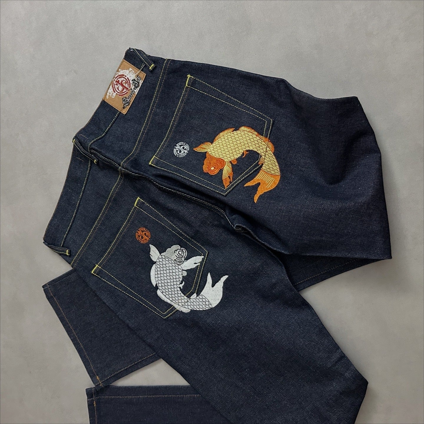VTG koi fish denim pants