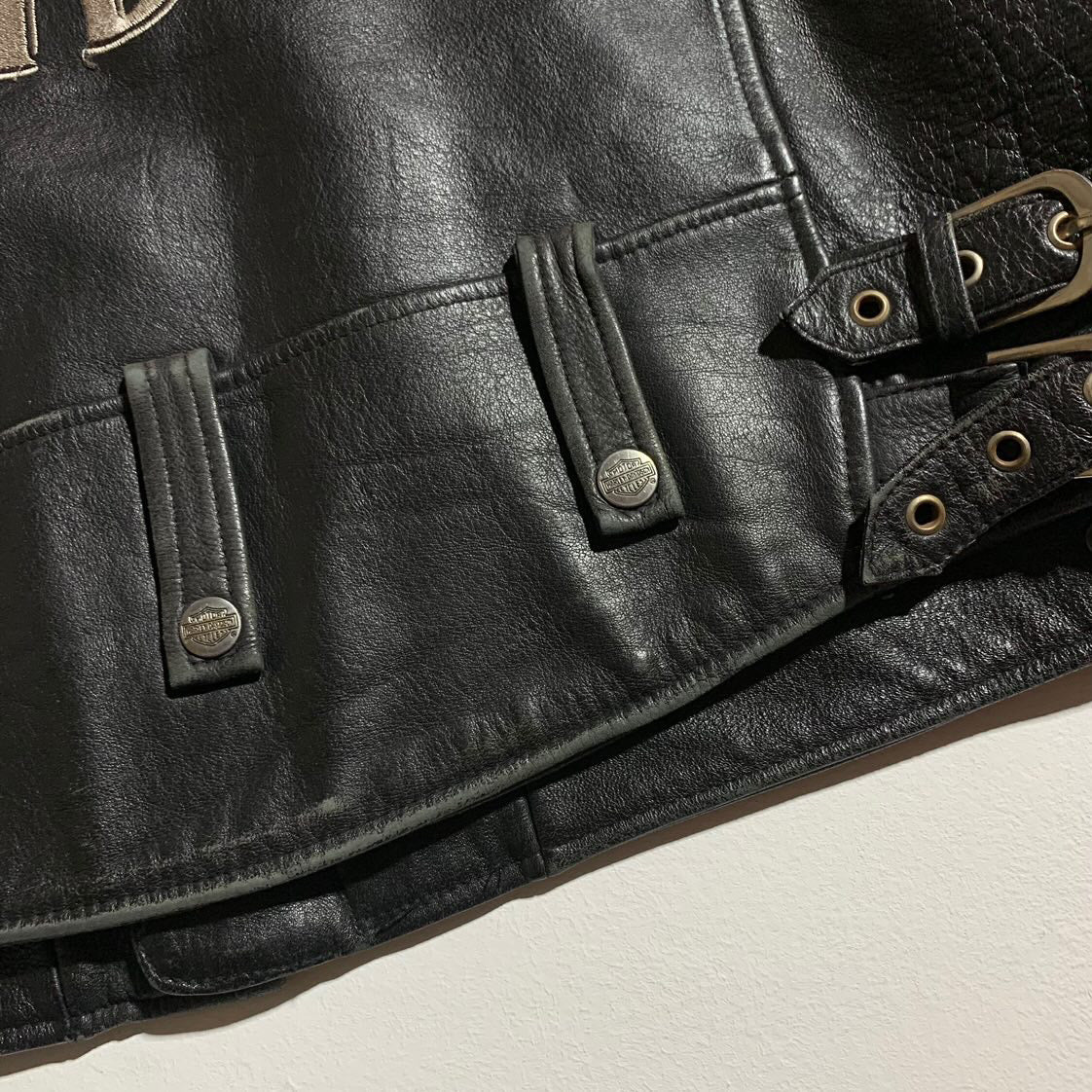 VTG HAEY DAVIDSON LEATHER JACKET FIRE (rare one )