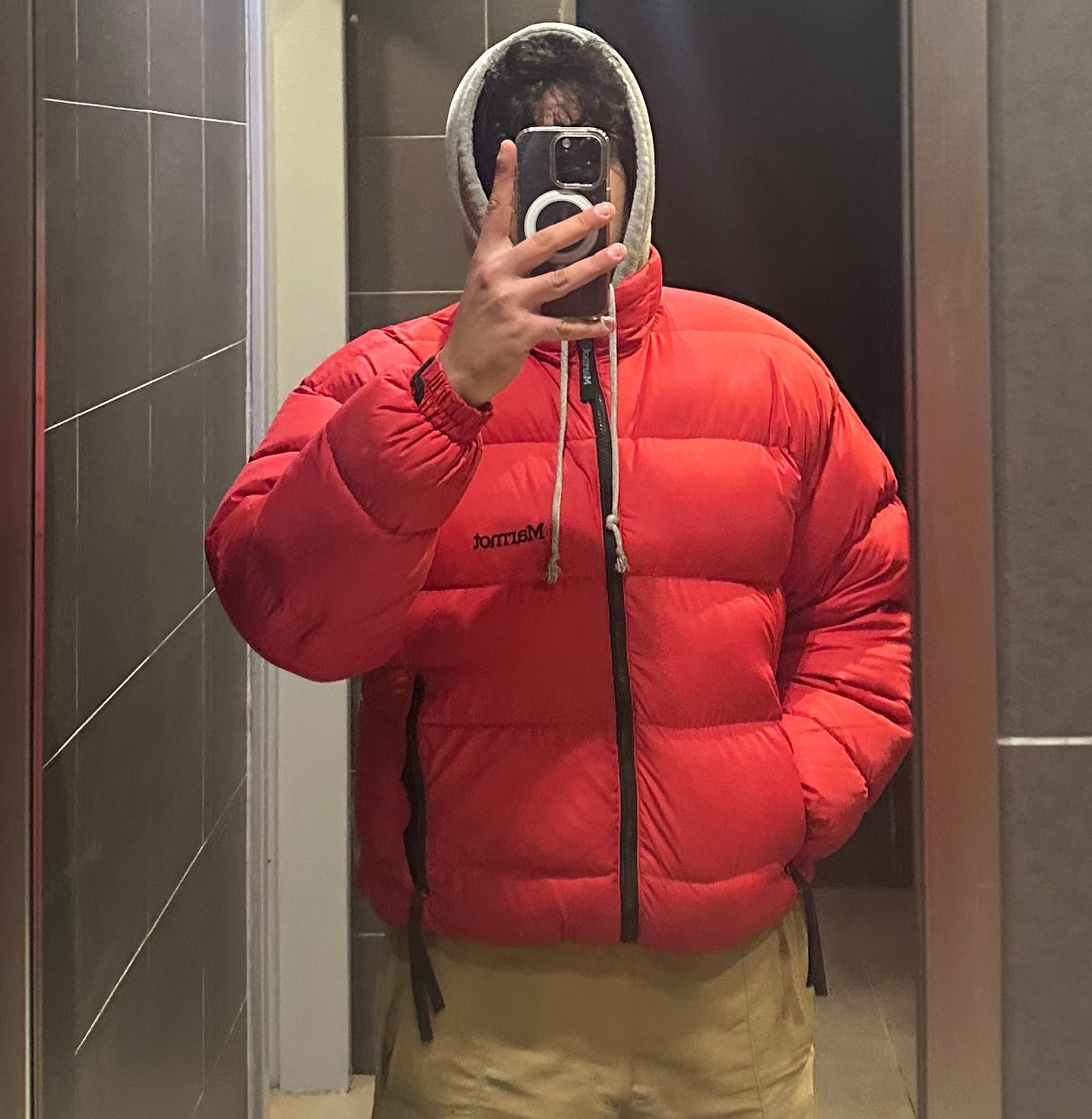 Marmot Red Puffer Down Jacket