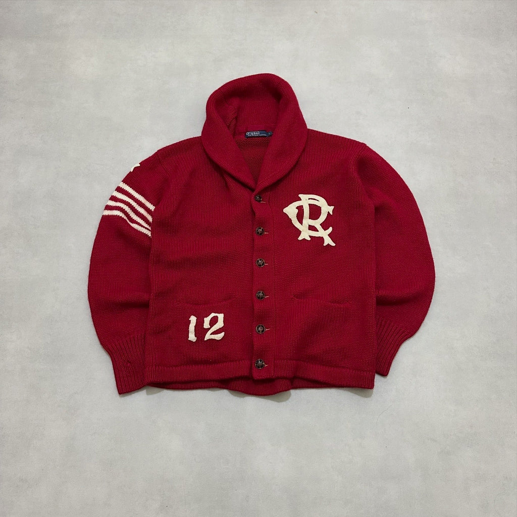 Polo Ralph Lauren Cardigan Sweater Letterman Varsity Wool