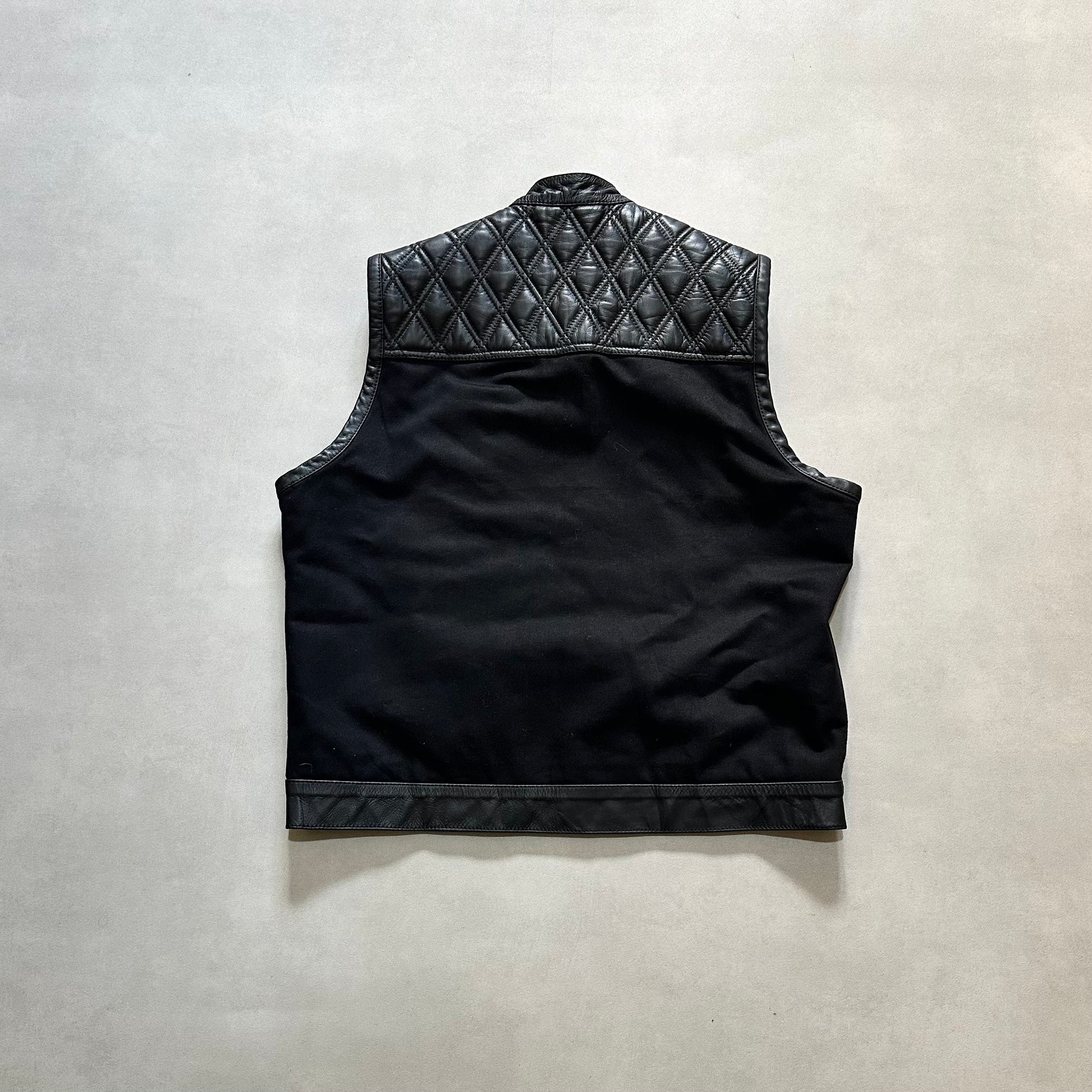 Sons of Anarchy Black Denim & Leather Vest Gilet Waistcoat Diamond
