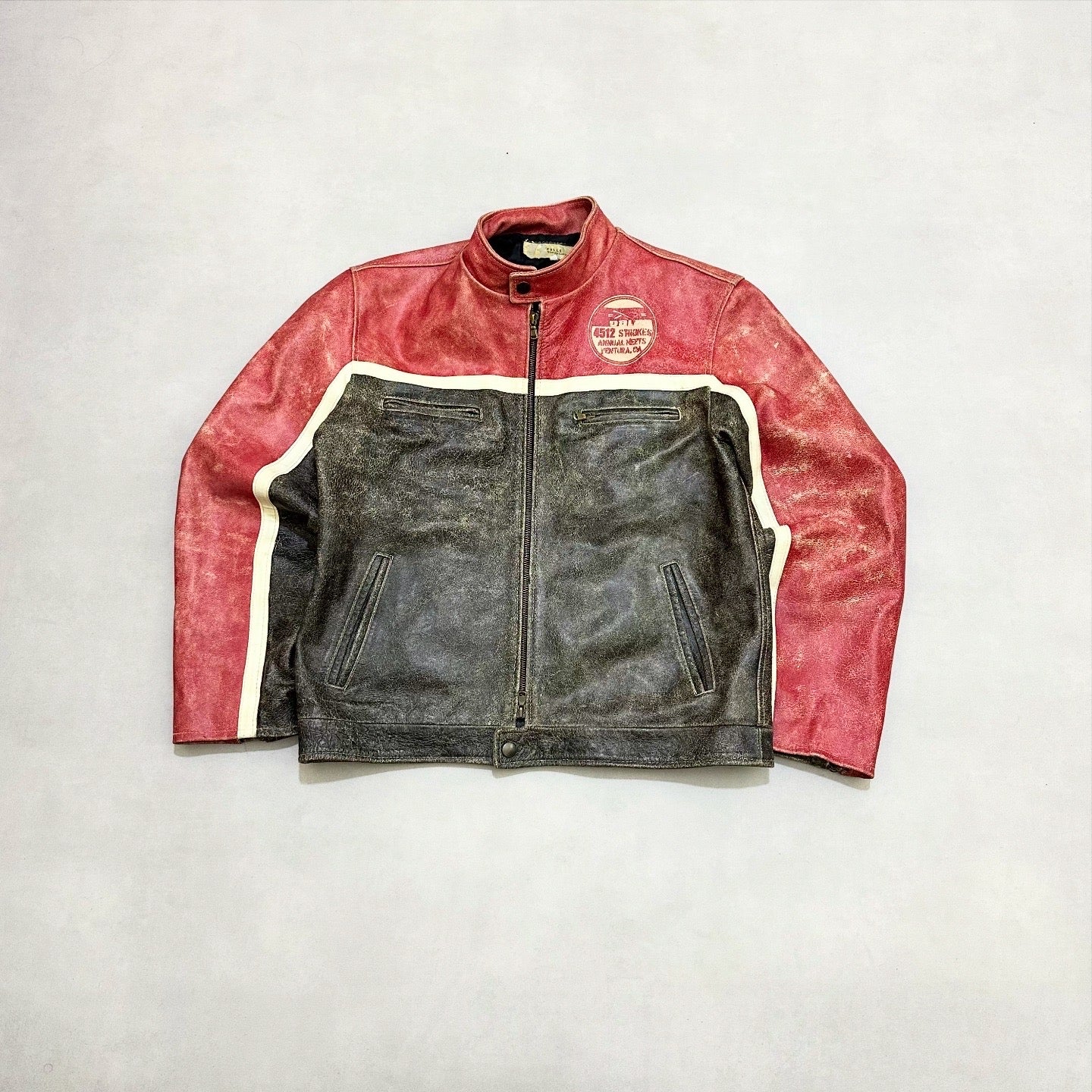 Vtg RACING LEATHER JACKET SIZE :M