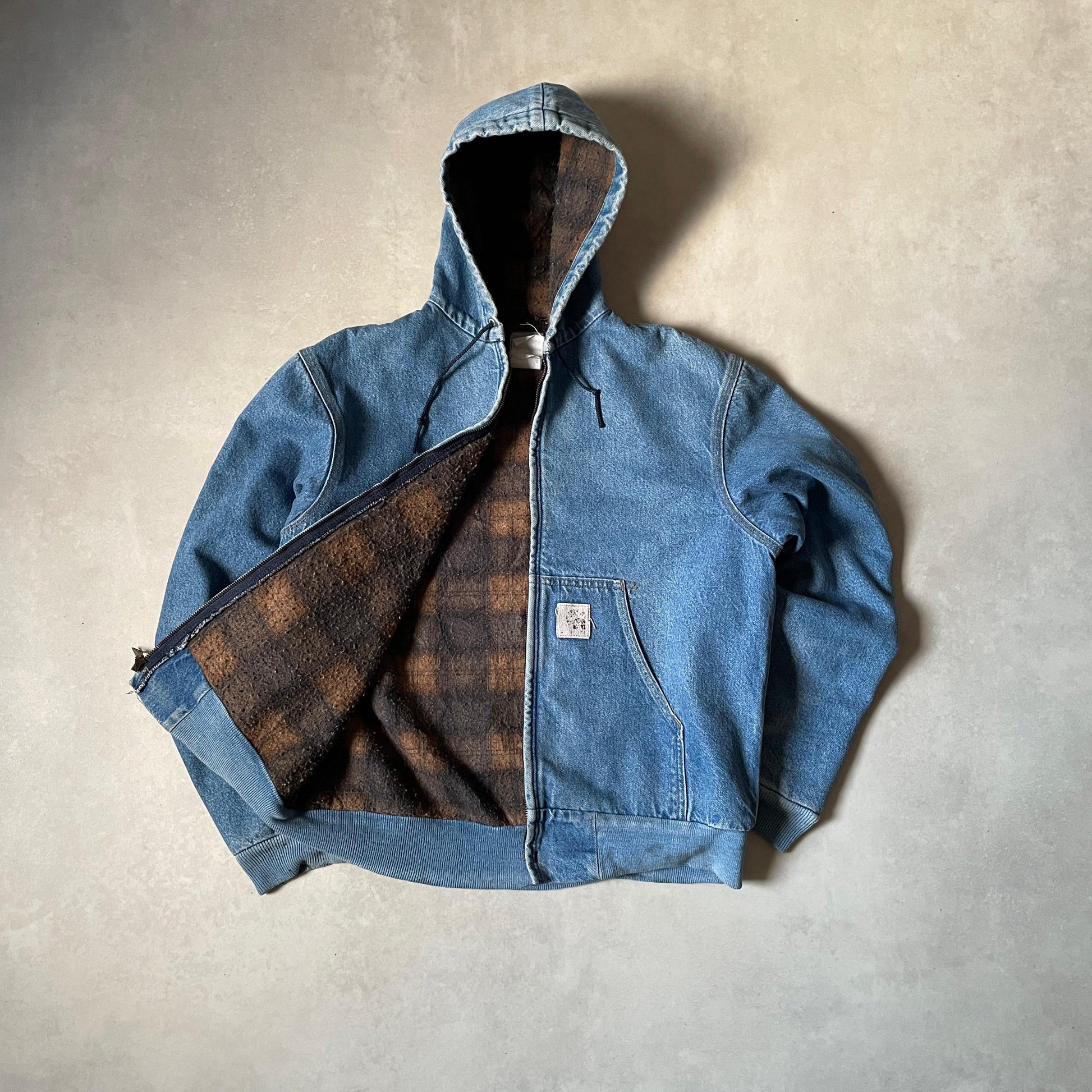 Vintage Carhartt  Denim Hooded Blanket Lined Jacket ASAP ROCKY