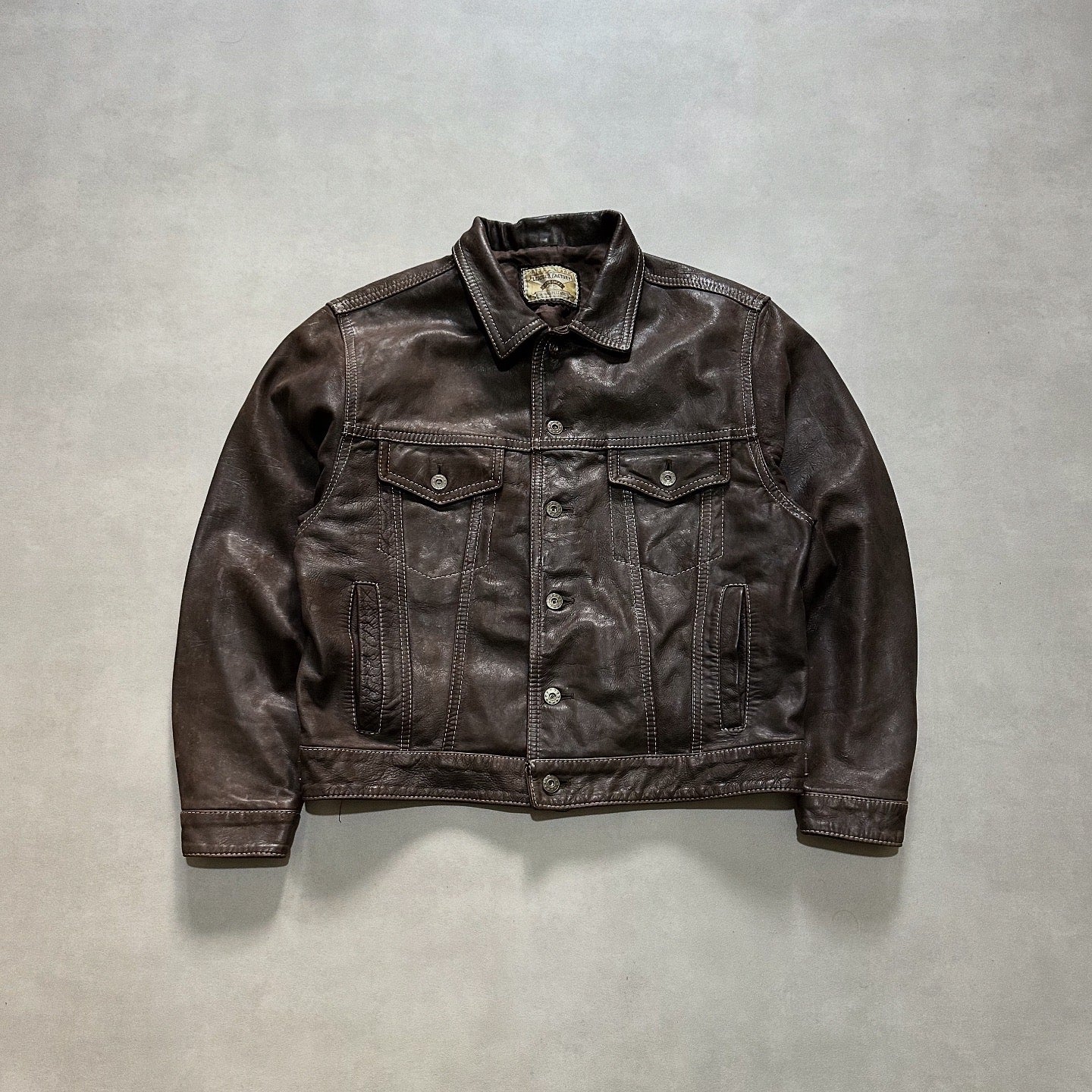 VTG LEATHER TRUCKER JACKET