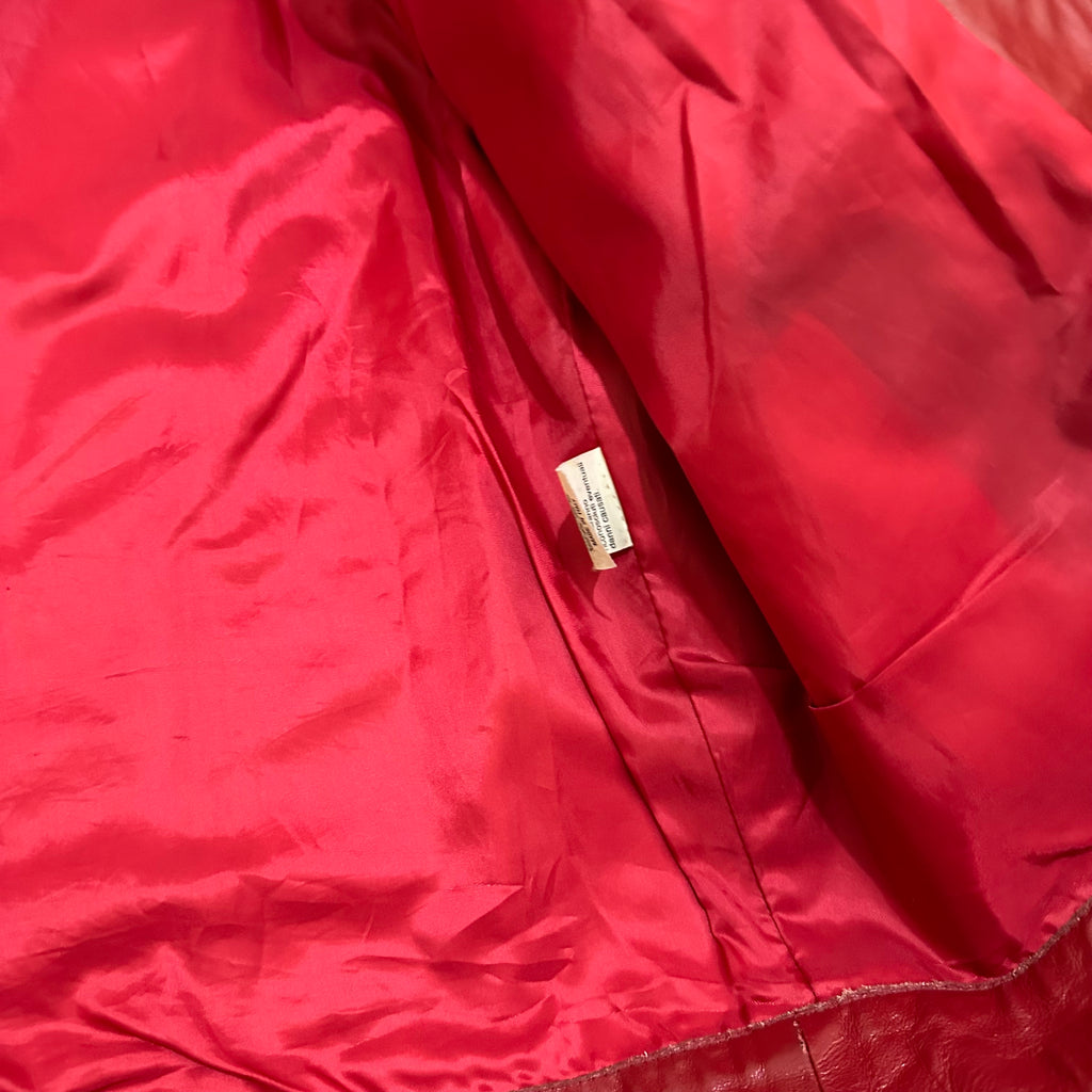 Vtg RED LEATHER TRUCKER JACKET