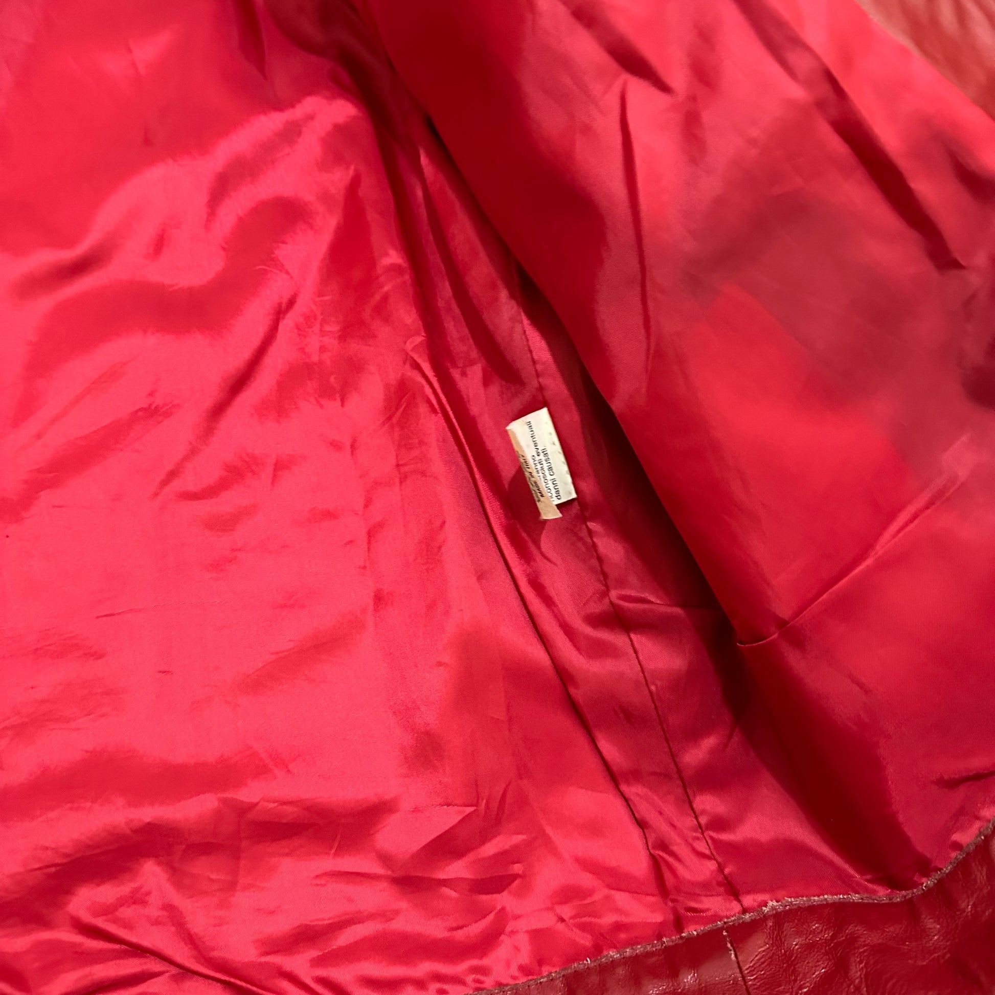 Vtg RED LEATHER TRUCKER JACKET