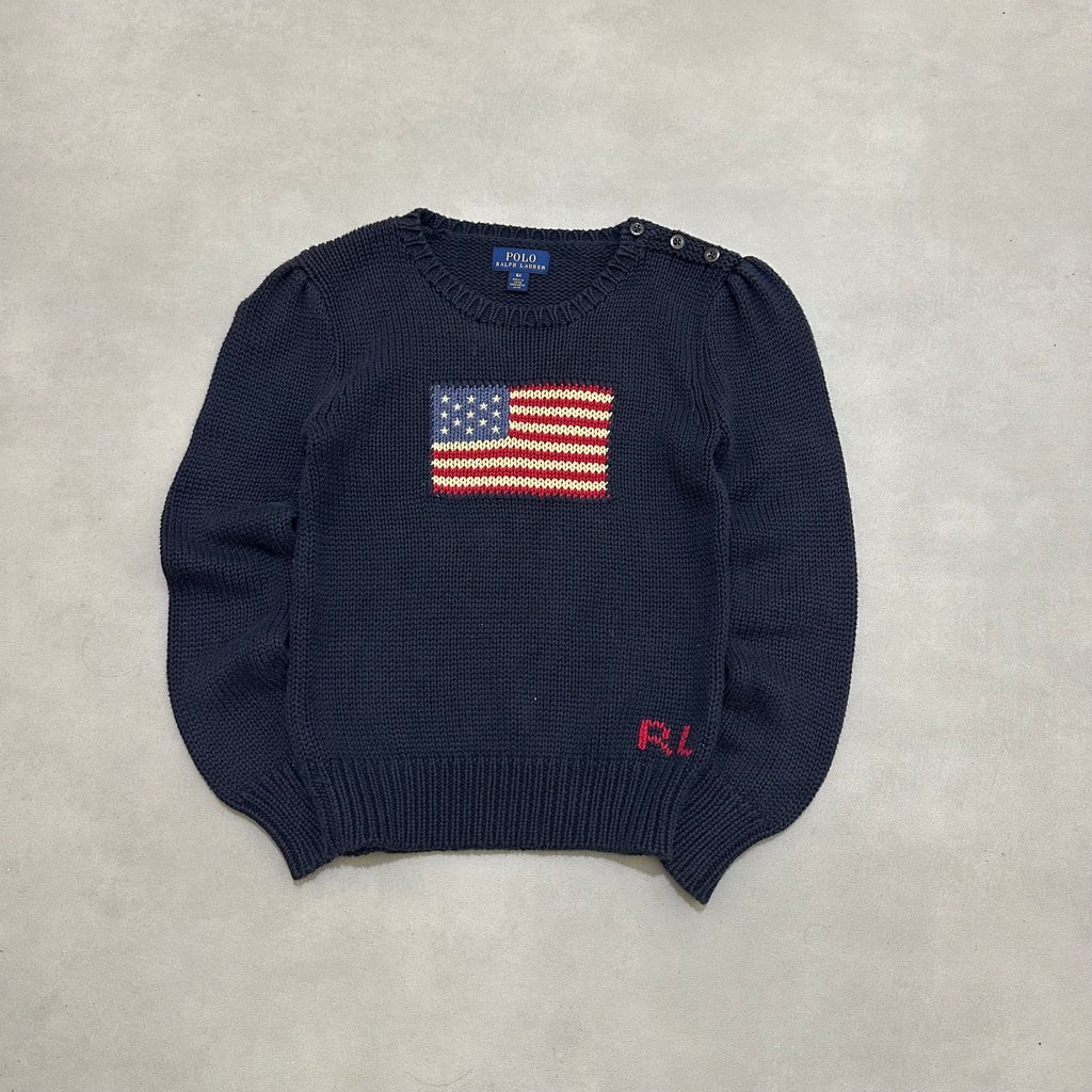 POLO RALPH LAUREN KIDS AMERICAN FLAG jumper hunter navy 6years