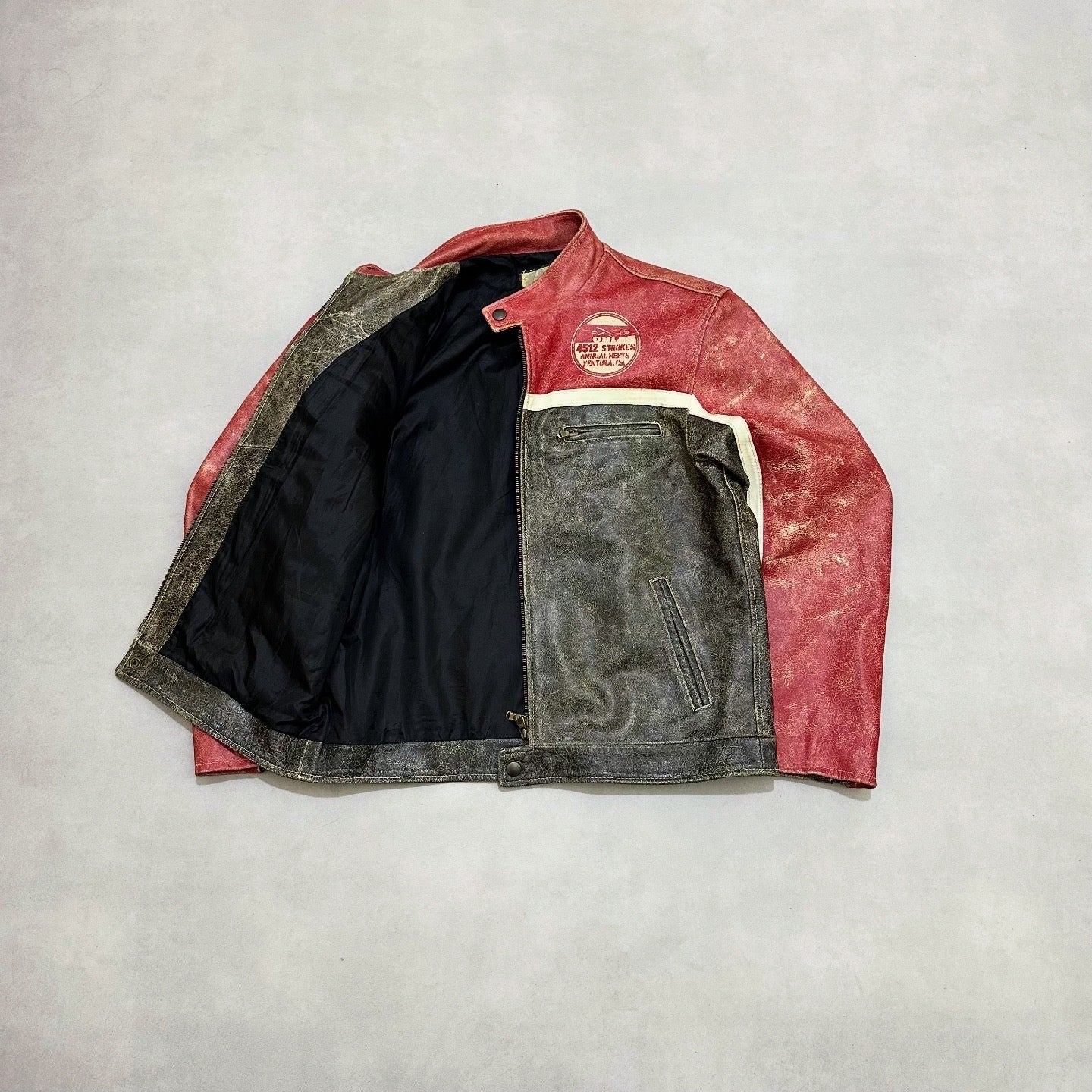 Vtg RACING LEATHER JACKET SIZE :M